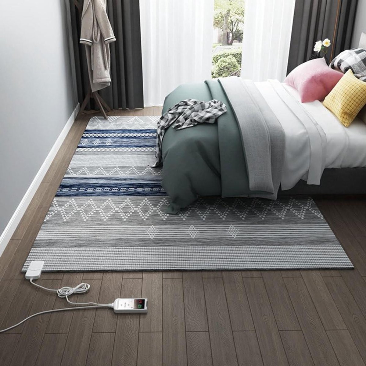Elektrisch Vloerkleed - Verwarmd Kleed - Comfort Verwarmen - Grafeen Verwarming - 80 x 160 cm - Grijs