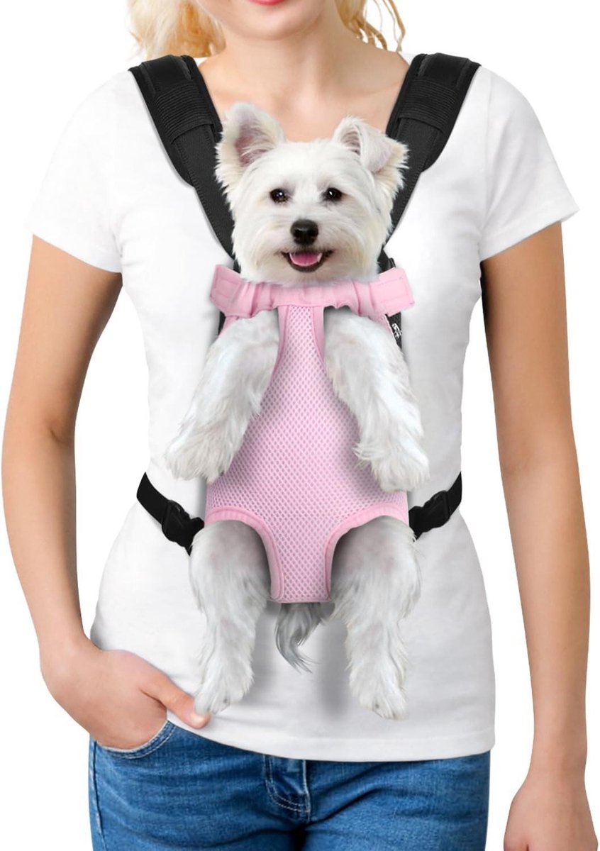 Honden Voordrager - Hondenrugzak Drager - Reizen met Huisdieren - Poten Uit Design - Medium - Roze