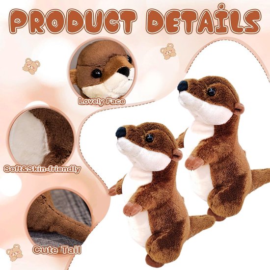 Pluche Otter - Zacht Zeedierenspeelgoed - Knuffelen en Slapen - Draagbaar Ontwerp - 23 cm - Bruin — afbeelding 3