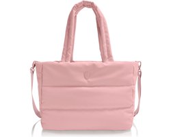 HEYS reistas schoudertas met laptopvak The Puffer Travel Tote Rose roze