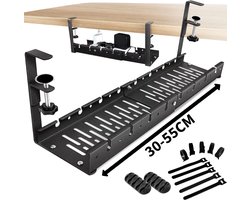 What's Goods - Bureau Kabelgoot - Uitschuifbaar 30-55 cm - Zonder boren - Met kabelbeheeraccessoires