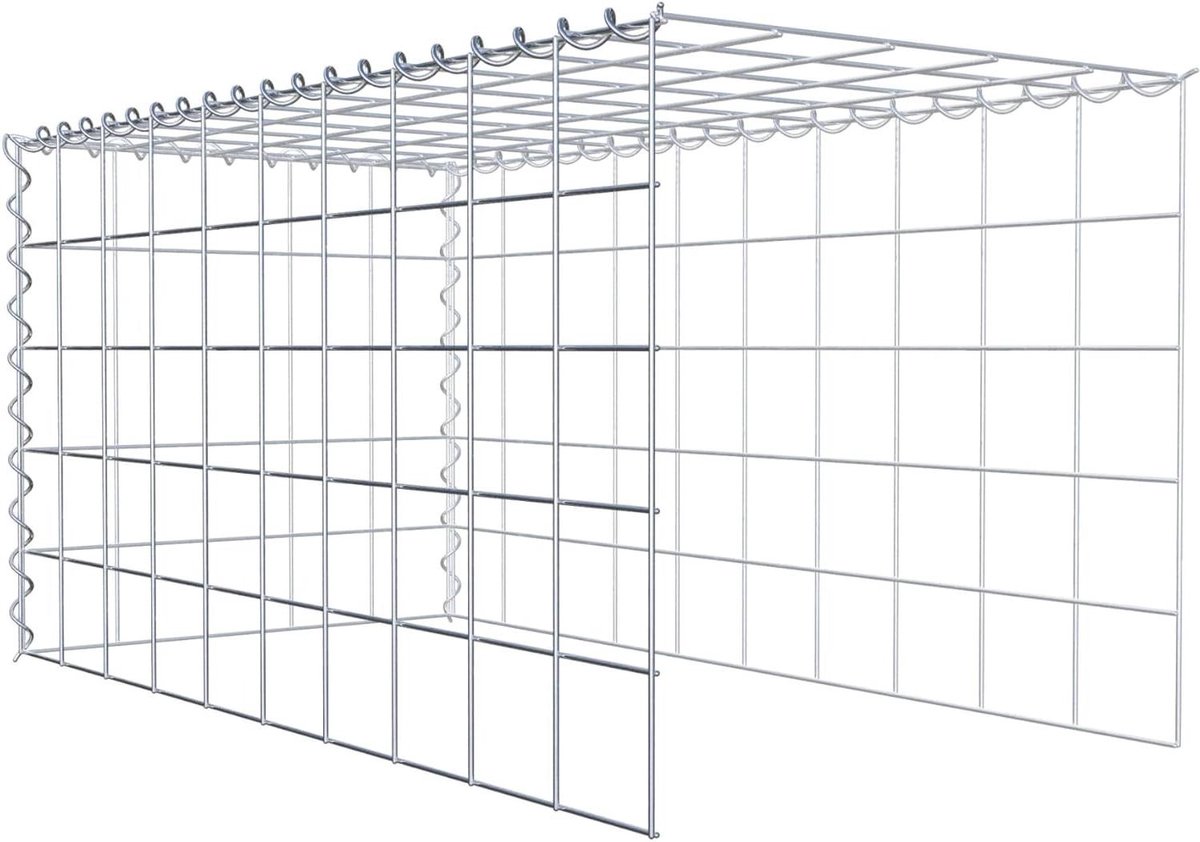Steenkorf Hoekig - Schanskorf Aanbouwmand - Tuin Decoratie - Galvanisch Verzinkt - 100 x 50 x 50 cm - Grijs