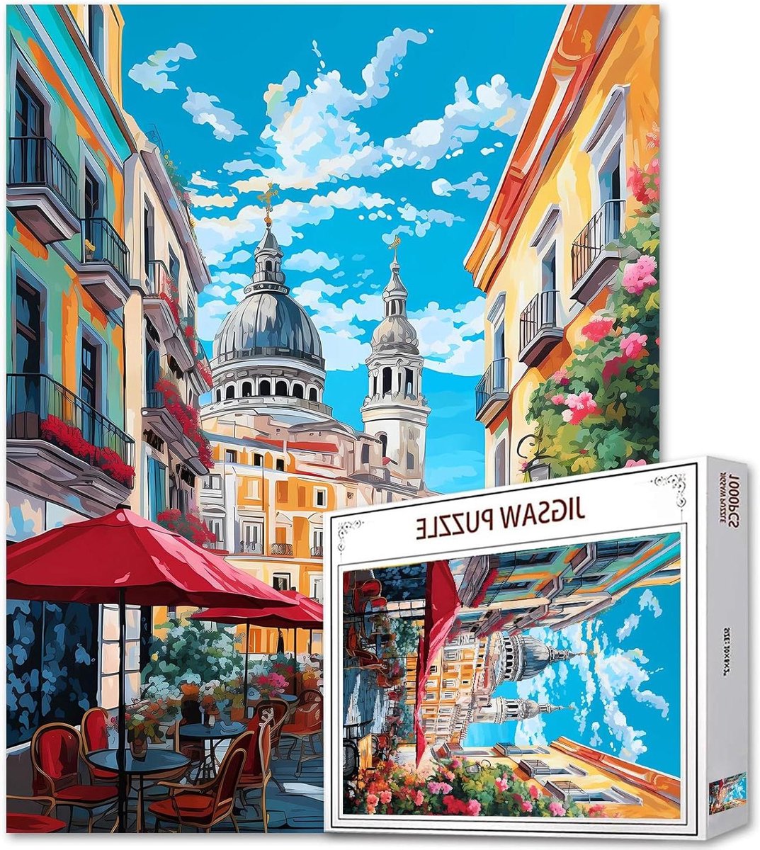 Legpuzzel 1000 stukjes - Volwassen puzzel stad - Ontspannen avond - Gerecycled karton - 70 x 50 cm - Straatlandschap