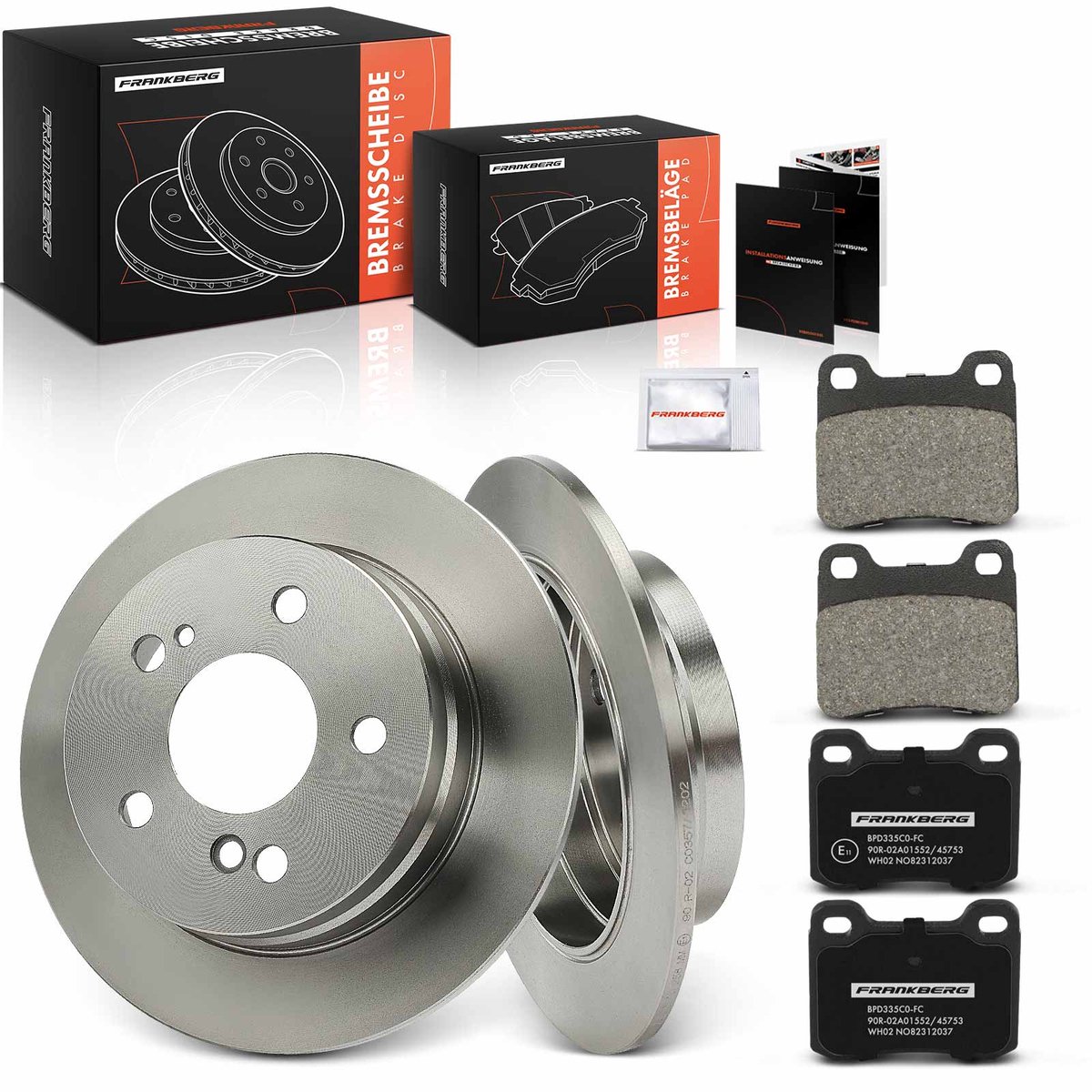 Frankberg 2x Remschijven 4x Remblokken Achteras voor Benz C124 W124 W