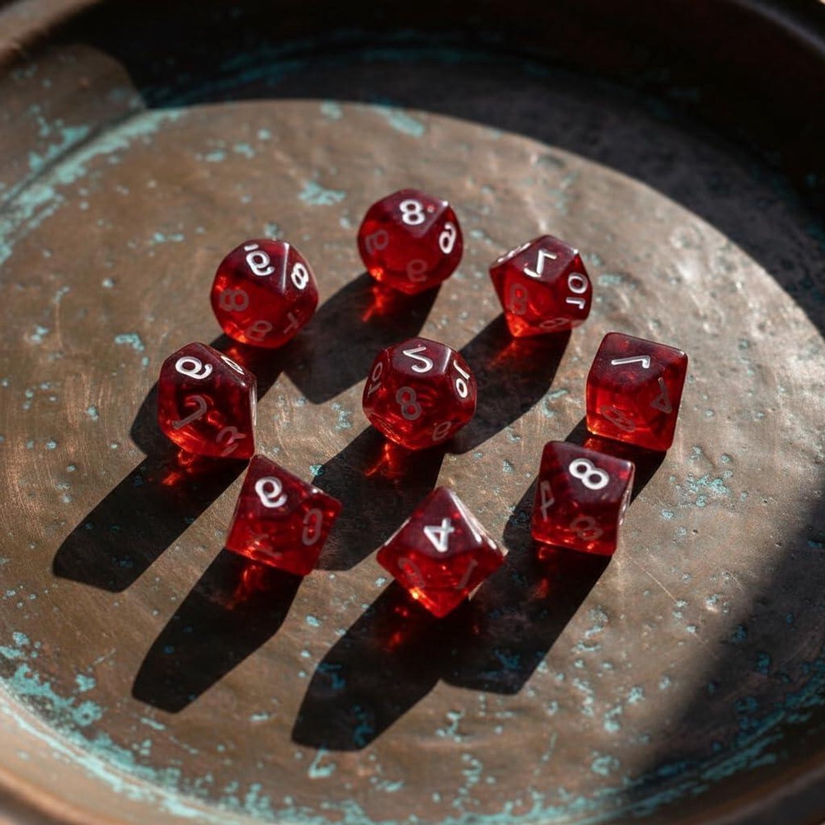 Polyedrische Dobbelstenen - Acryl Dobbelstenen - Tafelspellen Spelen - Transparant Rood - 10 stuks - rood
