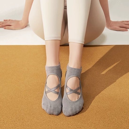 Yoga Sokken - Pilates Sokken - 4 Pack - Sportsokken - Gripsokken Pilates Yogasokken - Ballerina Pilatessokken Grip - Ballerinas van Merkloos — afbeelding 2