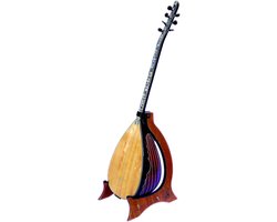 Houten Saz Standaard - Baglama Standaard Opvouwbaar - Muziek Instrument Presenteren - Met Bevestigingsriem - Standaard Maat - Natuurlijk