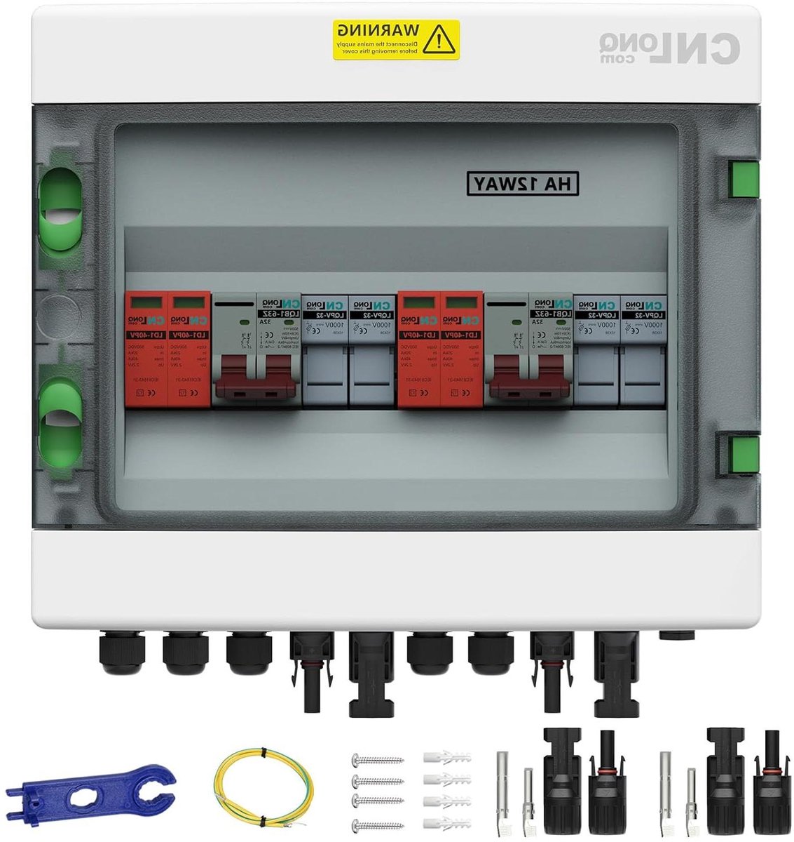 PV Combiner Box - Zonne Energie Verdeelkast - Zonnepanelen Beveiligen - IP65 Waterdicht - 2 Ingang 2 Uitgang - Grijs