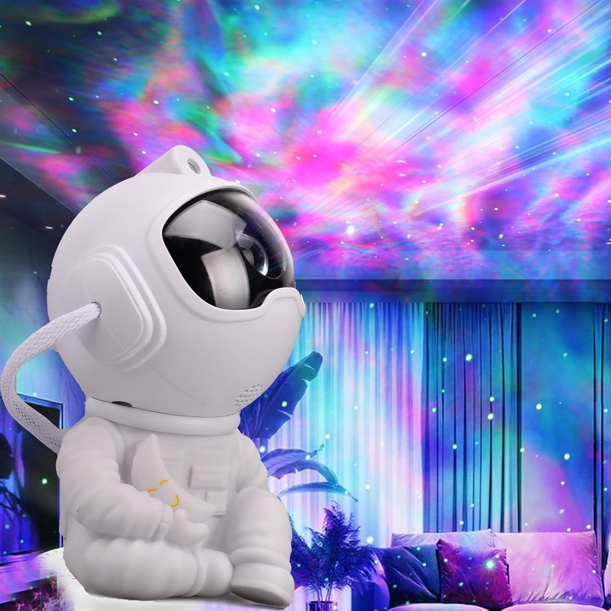 Astronaut Sterrenprojector - Nachtlamp Ruimte - Kamer Decoratie - 360 Graden Draaibaar - 105 x 95 x 142 cm - Wit