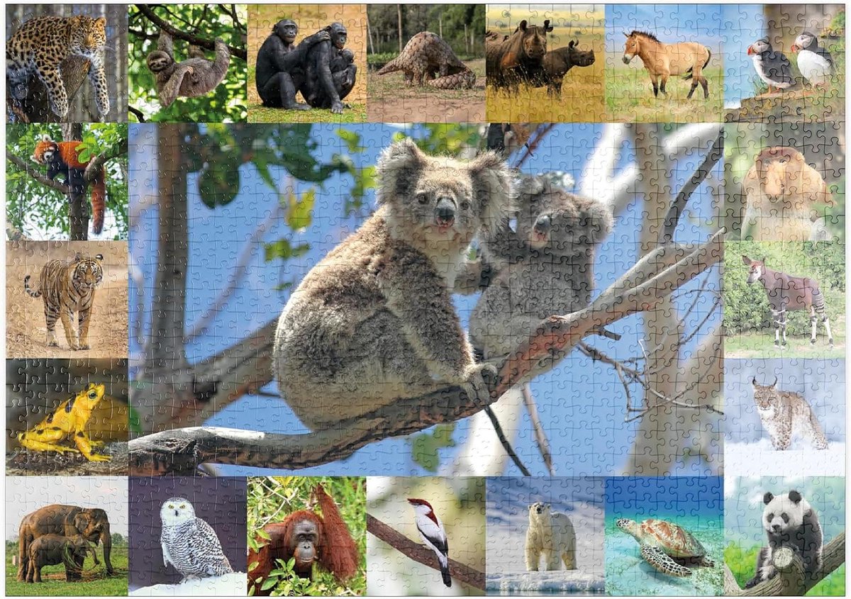 Unieke Dierenpuzzel - Collage Puzzel - Ontspannen Puzzelen - FSC Gecertificeerd Papier - 1000 Stukjes - Multicolor