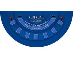 Casinomat Black Jack - Speeltafelmat Speelmat - Casino Spellen Spelen - Jersey Polyester Oppervlak - 140 x 70 cm - Blauw