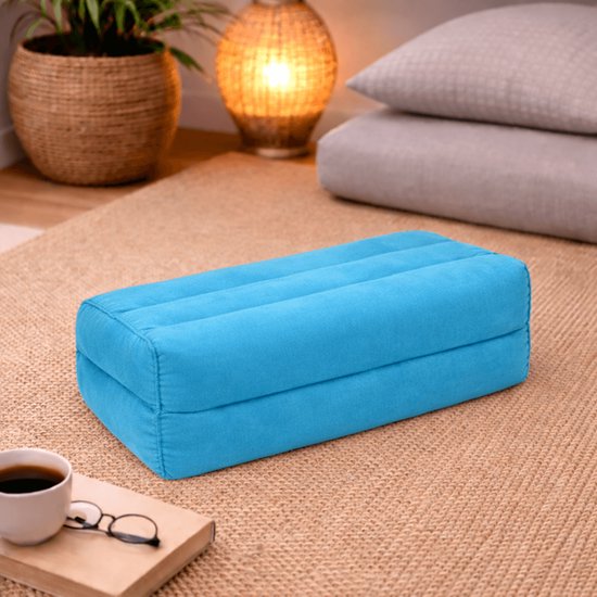 Yoga blok - Traditionele Thaise Kapok Yoga Ondersteuning Blok Kussen - Meditatie Kussen rechthoek - 35x15x10cm - Turquoise van BonBela — afbeelding 3