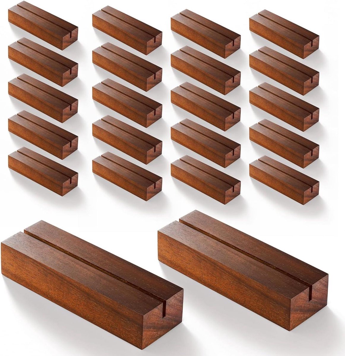 Houten Plaatskaarthouder - Houten Signhouder - Tafeldecoratie Bruiloft - Duurzaam Acaciahout - 20 Stuks - Houtkleur