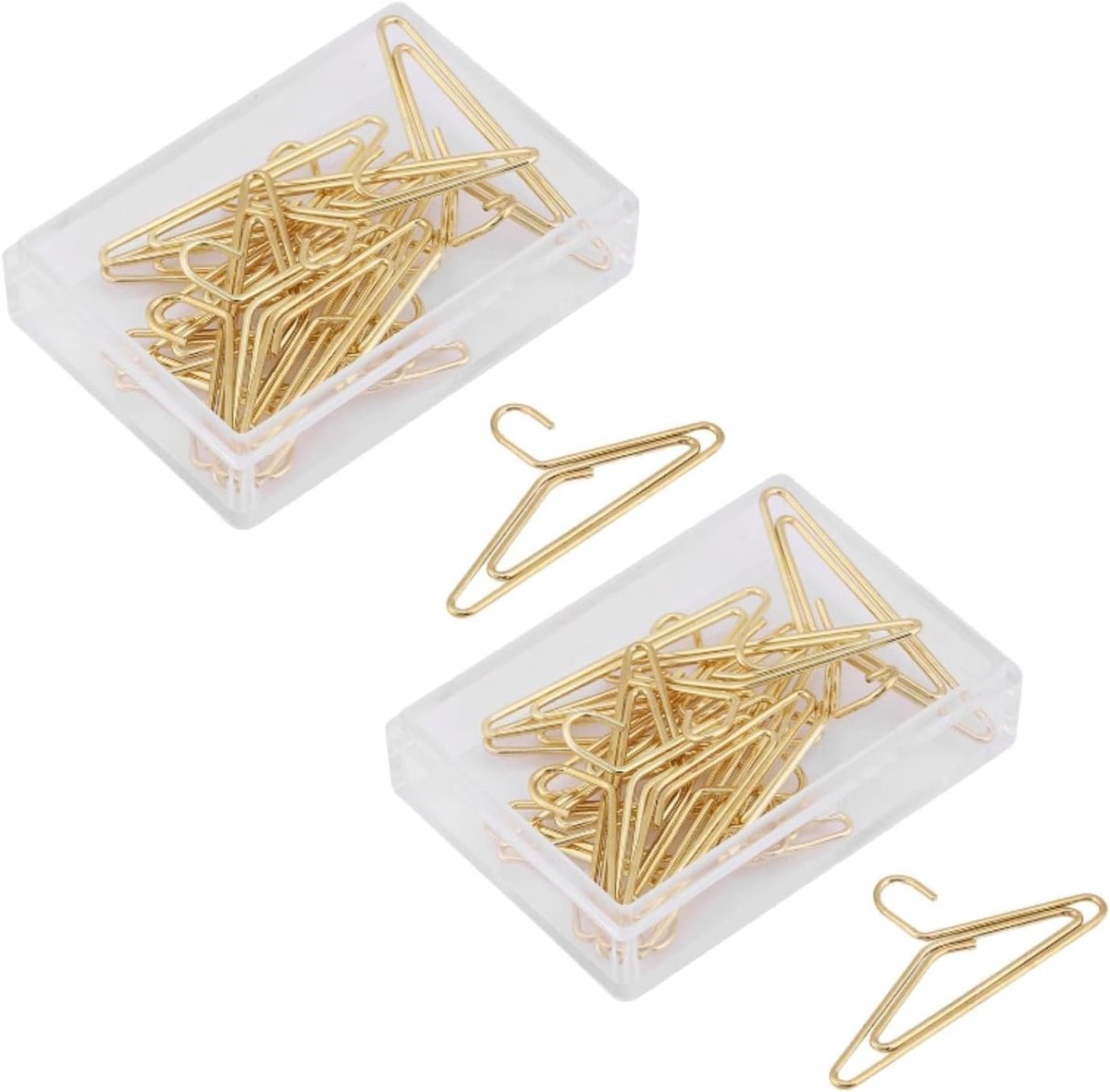 Multifunctionele 24-delige Papieren Clips in Pendant Vorm, Gouden Stalen Paperclips met Opbergdoos voor Kantoor en Creatief Gebruik