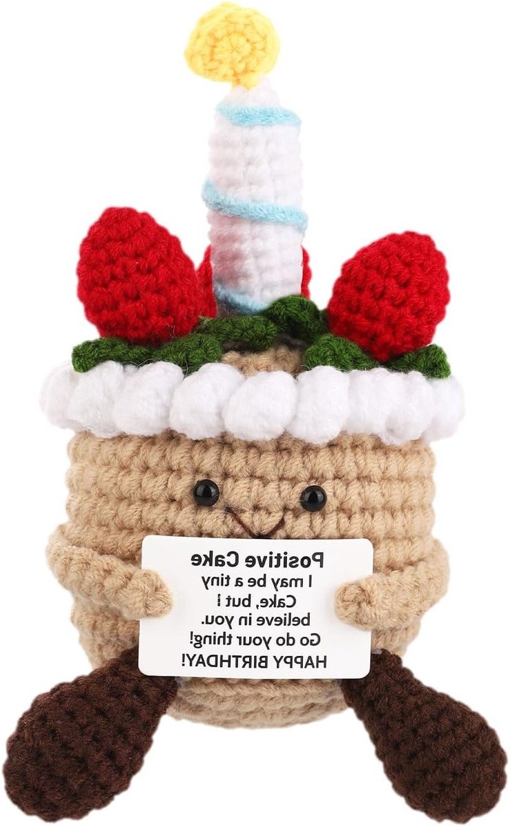 Gehaakte verjaardagstaart, kleurrijke gehaakte cake voor motiverende geschenken en decoratie voor thuis en kantoor
