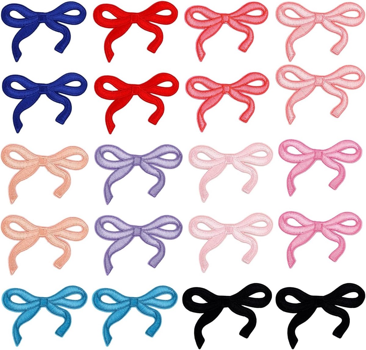 20 Stuks Schattige Strik Patches in 10 Kleuren, Borduur Patches voor Kleding, Hoeden en Broeken, Creatieve Naaiaccessoires