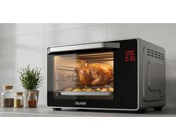 Multifunctionele Stoombakoven 24L – 9-in-1 Compacte Oven met Stoomfunctie, Hetelucht, Grill, Drogen & Fermenteren, LED Touch Display, RVS Zwart – Energieklasse A+ – Urbanhome