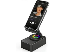 Bluetooth Speaker met Telefoonhouder - Opvouwbaar - RGB Verlichting - Verstelbare Standaard - Bluetooth 5.4