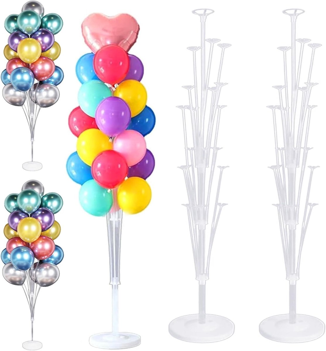 Ballonstand voor Feesten, Set van 2, 160 cm Hoog, Herbruikbare Steunen voor Bruiloften en Verjaardagen
