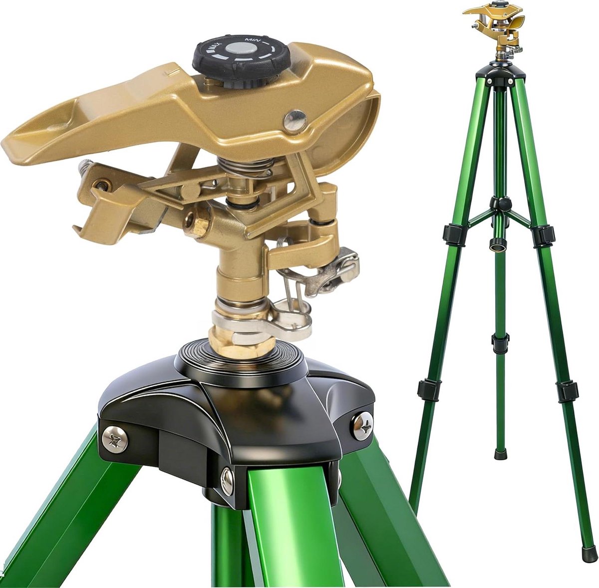 Sprinkler op statief - Tuinsproeier Gazonsproeier - Tuin bewateren - Roterend 360 graden - Verstelbaar 16-37 inch - Groen