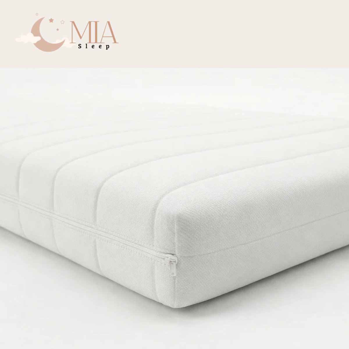 MIA Sleep Babymatras - 60x120 cm - Ledikant - Circa 10 cm dik - Koudschuim - HR45 schuim - Hotel kwaliteit - Ventilerend - Gemiddeld - Anti-allergisch - Luxe tijk - Afritsbaar tijk met rits - Wasbare hoes