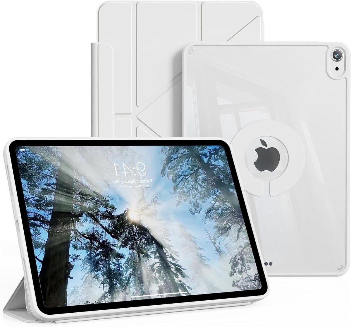 iPad Hoes 11 inch - Tablethoes Beschermhoes - Tabletbescherming Ondersteuning - Afneembare Magnetische Achterkant - 11 inch - Grijs