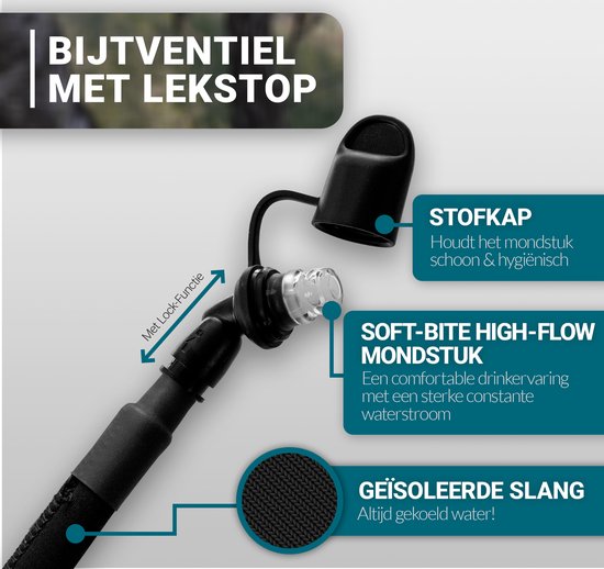 Timto Hydro 1.5L Waterzak met Slang - Drinkzak Drinksysteem Rugzak - BPA Vrij - Lekvrij - Camelbak - Hydratatie voor Hardlopen, Wandelen, Fietsen, Festival, Kamperen & Outdoor - Drinkrugzak - Universeel Drinkreservoir - Geurloos - Smaakloos - Camping van Merkloos — afbeelding 4