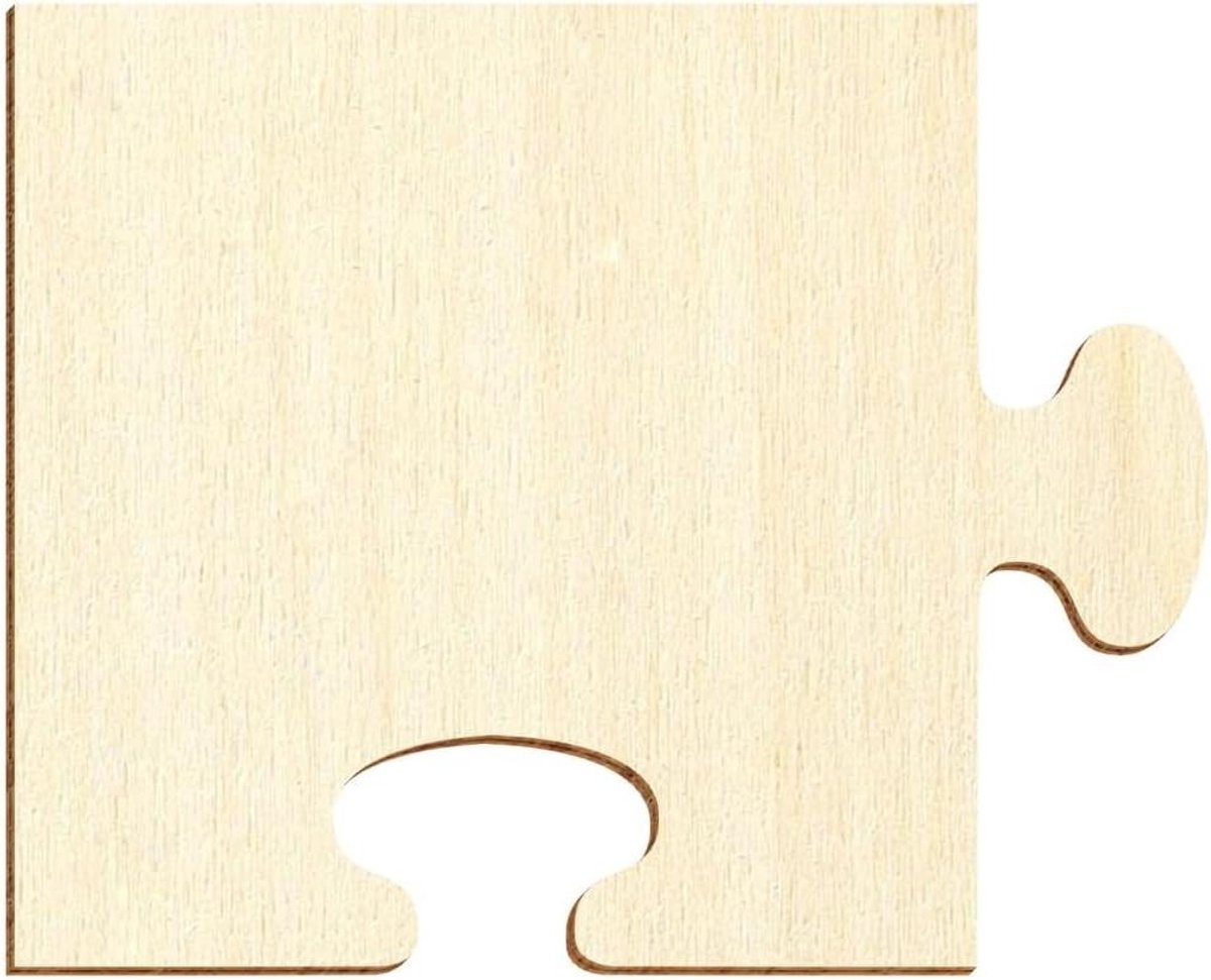 Houten Puzzelstukken - Knutselhout Decoratie - Hobby Knutselen - Gelaserd Multiplex - 15 x 15 cm - Natuurlijk Hout