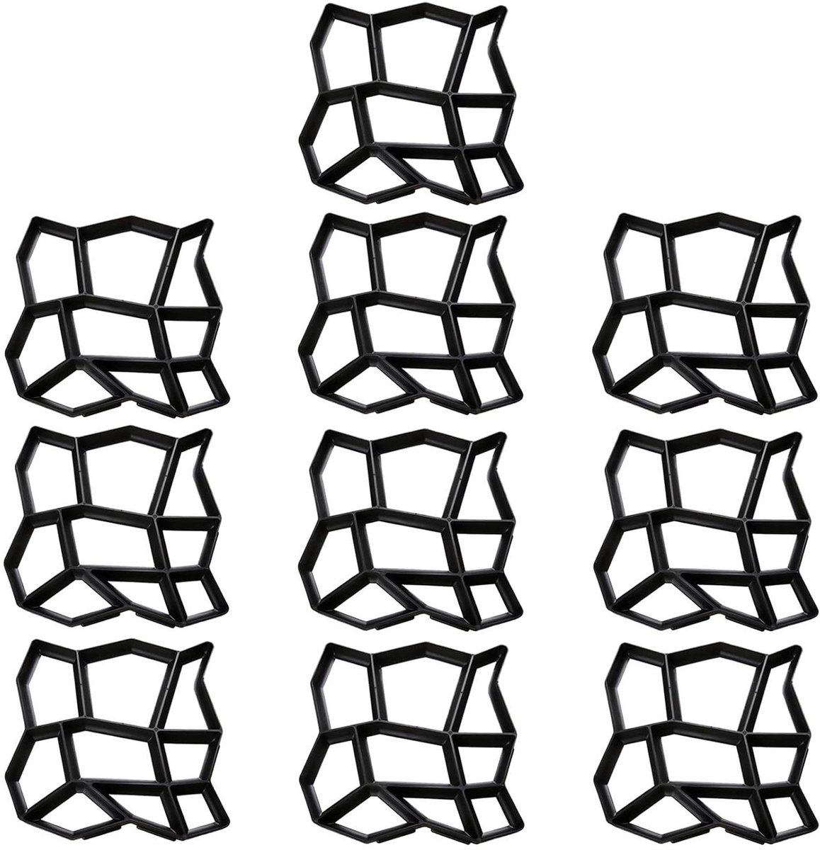 Betonvormen Set - Trottoirvorm Bestrating - Tuinpad Aanleggen - Onregelmatige Vorm - 43 x 43 x 4 cm - Zwart