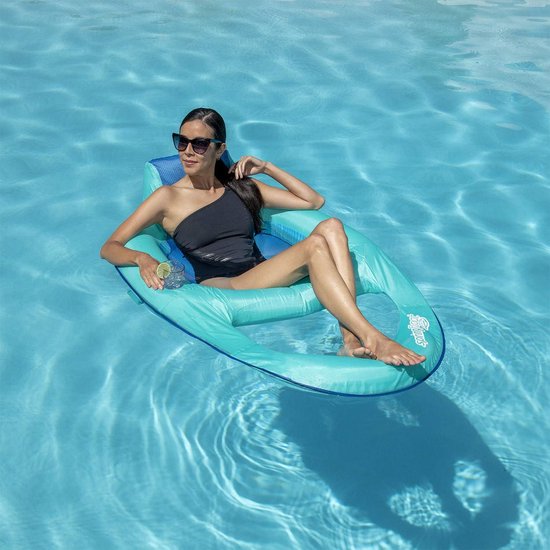Zwembad Lounge Stoel - Opblaasbare Vlotter - Ontspannen in Water - Verkoelend Gaas - 175cm x 90cm - Aqua — afbeelding 2