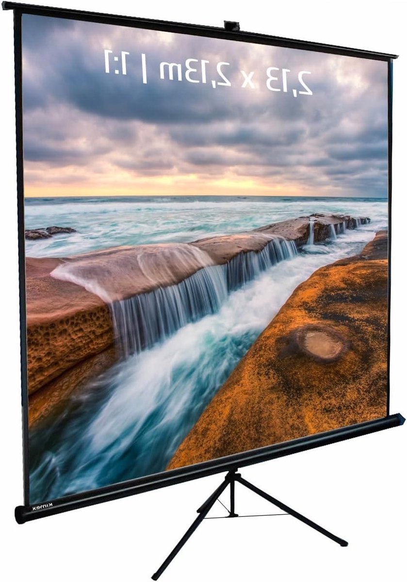 Projectiescherm Statief - Projectiescherm Wit - Presentaties Geven - Zwarte Rand Achterkant - 213 x 213 cm - Wit