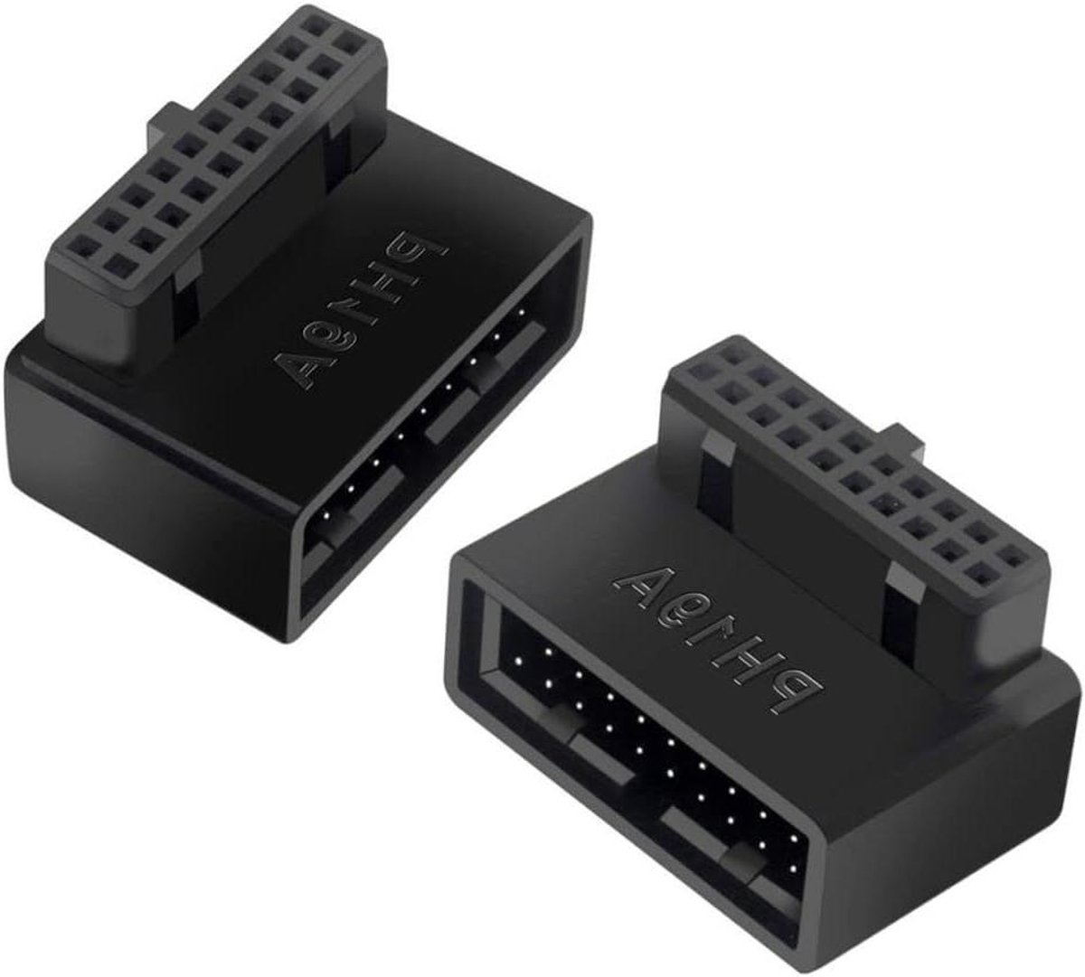 USB Hoek Adapter - Moederbord Connector - Kabelmanagement PC - 90 Graden Hoek - 2 Stuks - Zwart