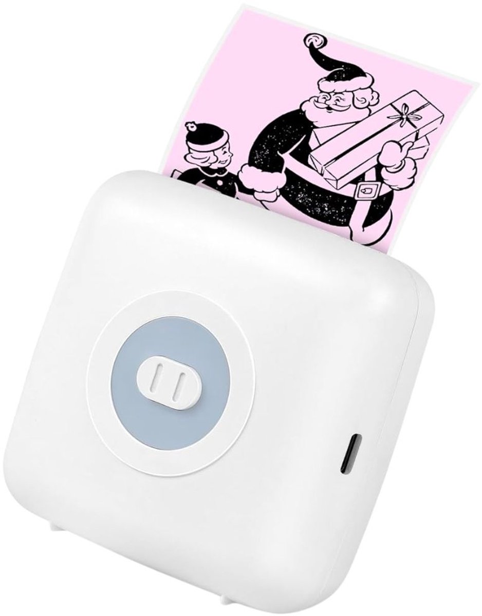 DnA® Mini Printer - Fotoprinter - Mobiele Fotoprinter - Fotoprinter Voor Smartphone - Mini printer Voor Mobiel - Wit - 9cm x 9cm x 4cm