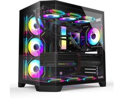 PC Behuizing Mid Tower - Computer Case ATX - Gaming PC Bouwen - 4 ARGB Fans