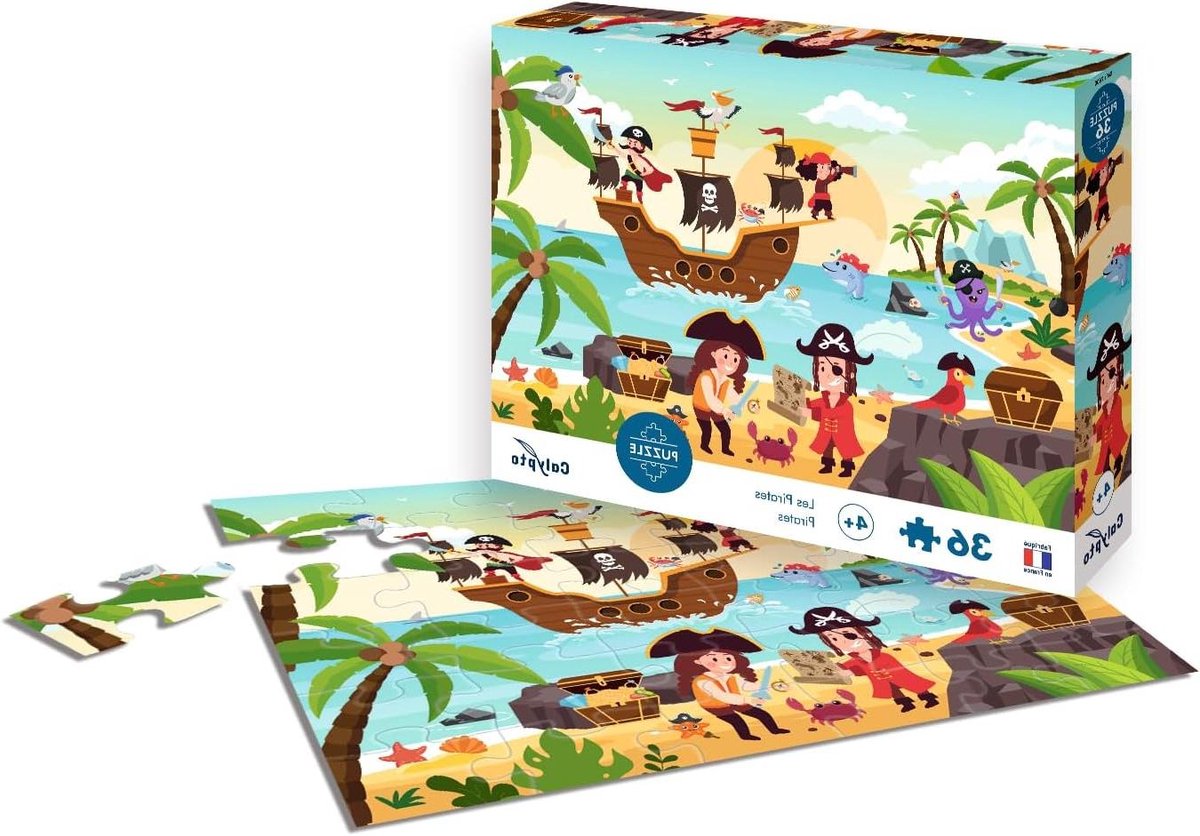 Kinderpuzzel - Puzzel met grote stukken - Avontuur beleven - Soft-touch oppervlak - 33 x 23 cm - Piraten