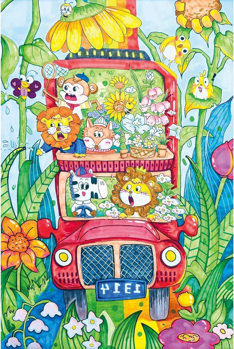 Puzzel 100 Stukjes - Legpuzzel Kinderen - Ontspannen Tijd Verdrijven - Mat Oppervlak Geen Weerkaatsing - 38x25 cm - Lentebus