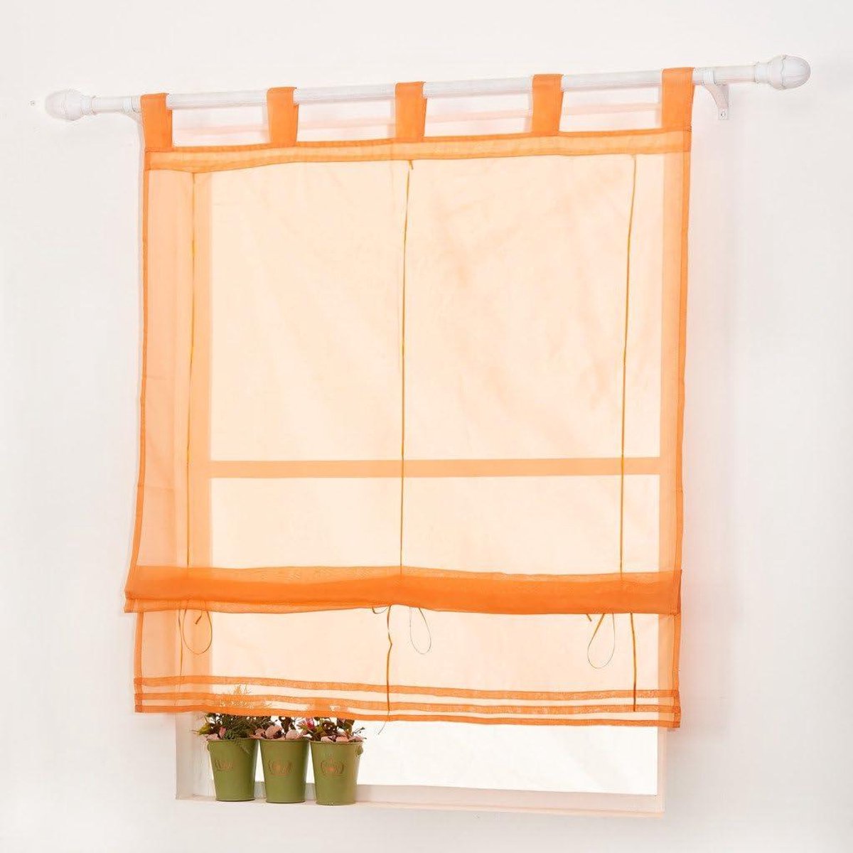 Vouwgordijn Transparant - Gordijn met Lussen - Raambekleding - Effen Stijl - 60x140cm - Oranje
