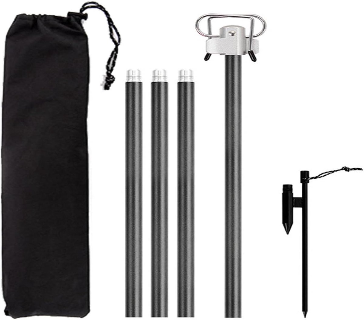 Draagbare Lampstaaf - Opvouwbare Paal - Outdoor Verlichting - Lichtgewicht Aluminium - 46 cm Opbergtas - Zwart