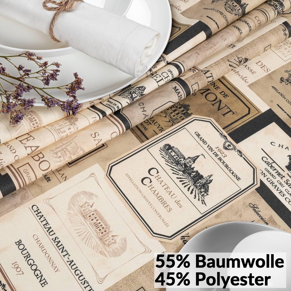 Wasbare Tafelkleed - Afwasbaar Kleed - Tafel Beschermen - Lotus Effect - 180 x 140 cm - Wijnrood