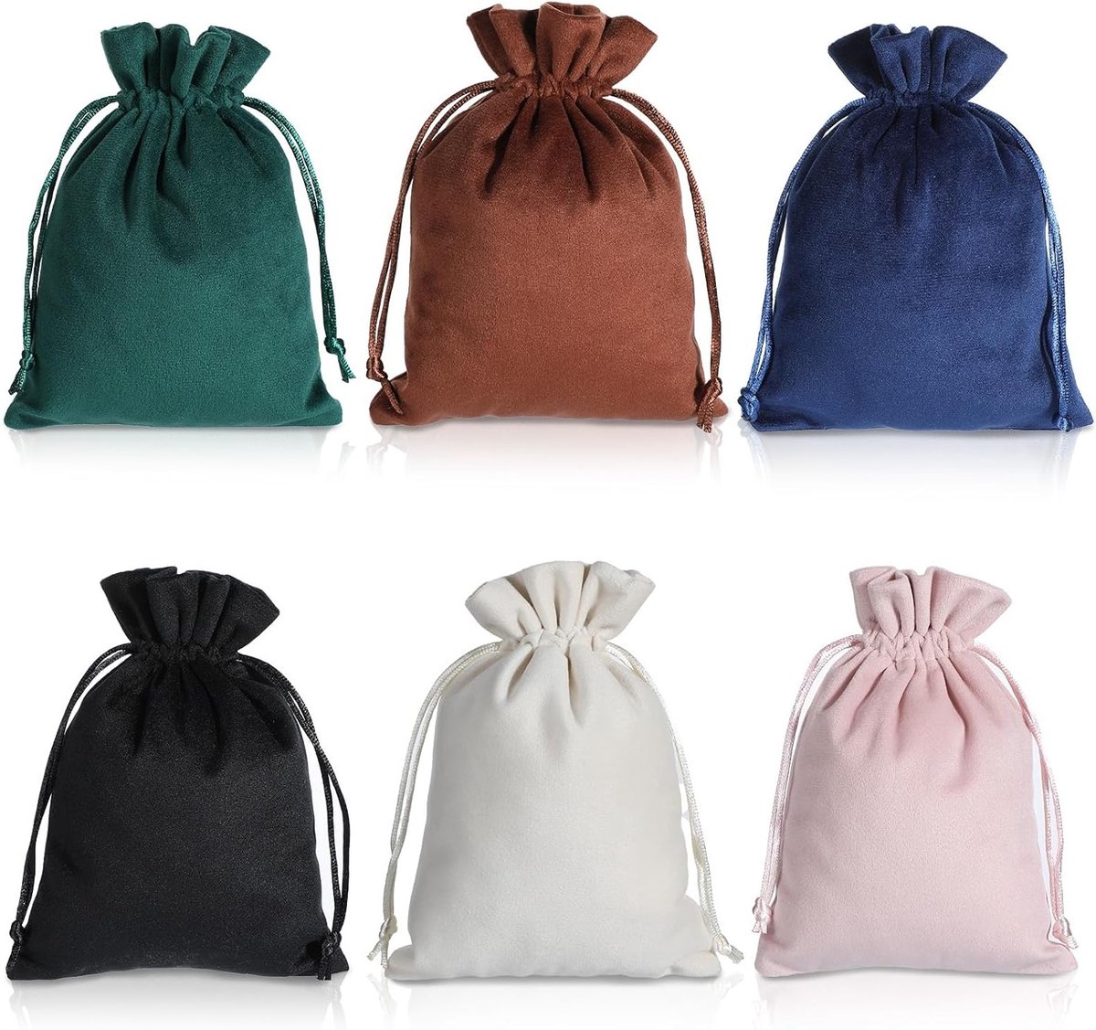 Zachte Velvet Sieradenzakjes met Trekkoord - Set van 6 - 18 x 13 cm - Kleurrijke Opbergoplossingen voor Armbanden, Ringen en Cadeaus voor Verjaardagen en Bruiloften