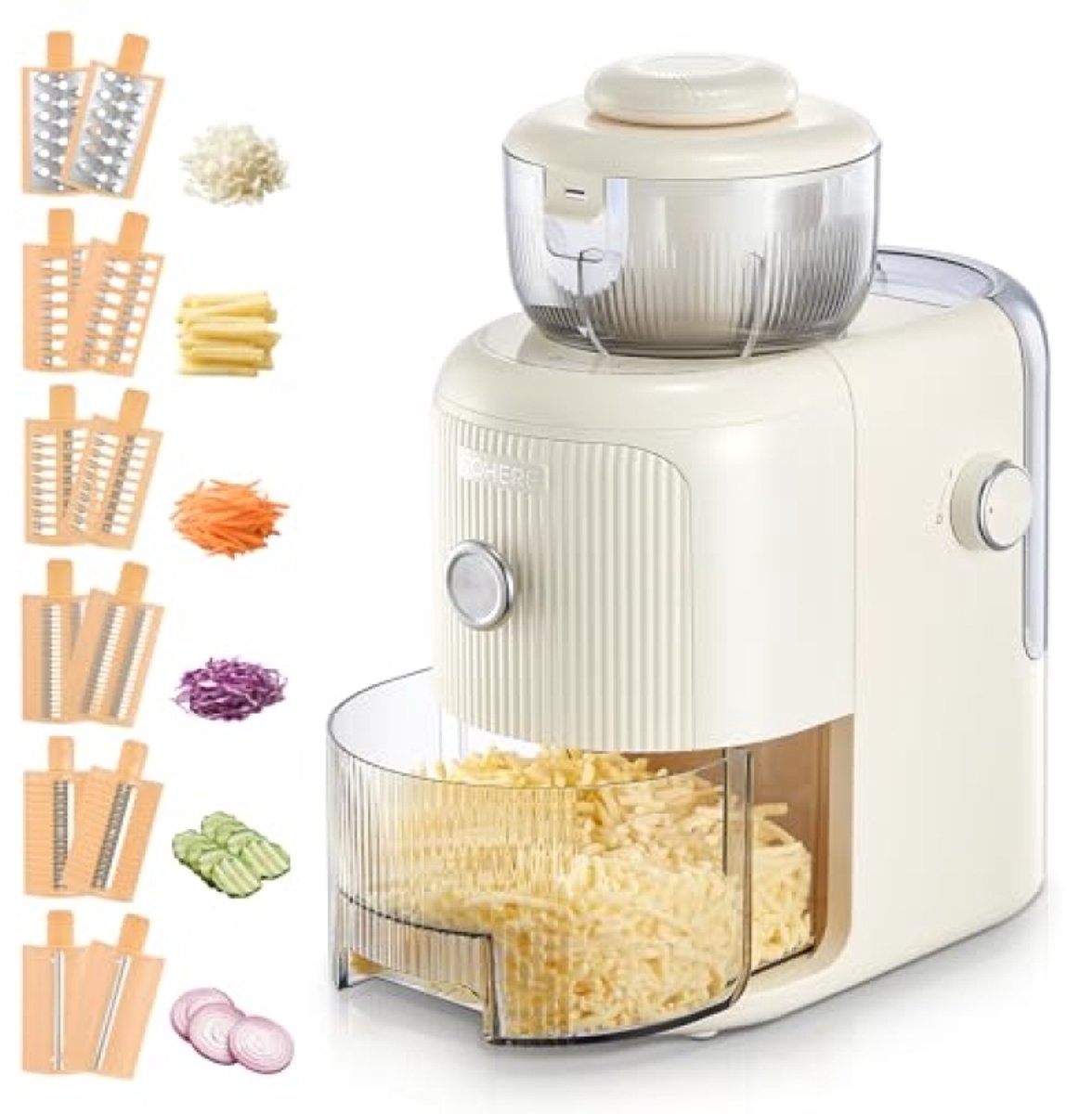 Multifunctionele keukenmachine met 6 messen, 1,8 liter bak en veilig opbergsysteem
