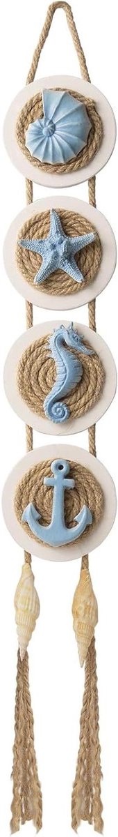 Kust Muur Decoratie - Zee Decoratie Schelp - Woonkamer Aankleden - 3D Schelp Effect - 40 x 8 cm - Blauw