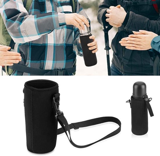 Fles Cover - Fleshouder Tas - Outdoor Activiteiten - Verstelbare Schouderriem - 650 Milliliter - Zwart — afbeelding 3