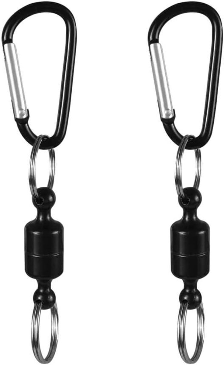 Magnetische Karabijnhaak - Net Release Snelsluiting - Visaccessoires Ophangen - Sterke Neodymium Magneet - 2 cm Opening - Zwart