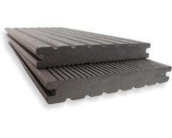 WPC Terrasplanken - Composiet Planken - Terras Aanleggen - Dubbelzijdig Bruikbaar - 20x145 mm 190 cm - Antraciet