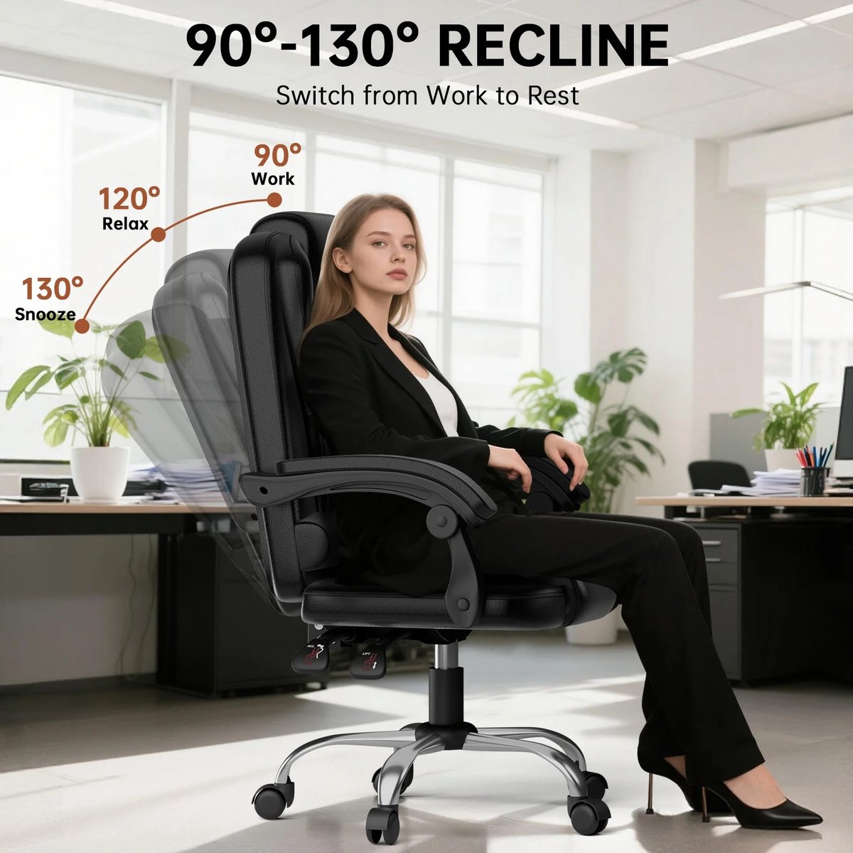 Ergonomische bureaustoel - Gaming stoel - Stoel - Kantoor - Wielen - Grijs thumbnail 6