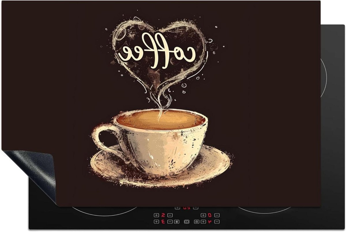 Inductiebeschermer - Kookplaatafdekking Werkblad - Keuken Werkruimte Creëren - Unieke Foto Print - 81x52cm - Vintage - Coffee