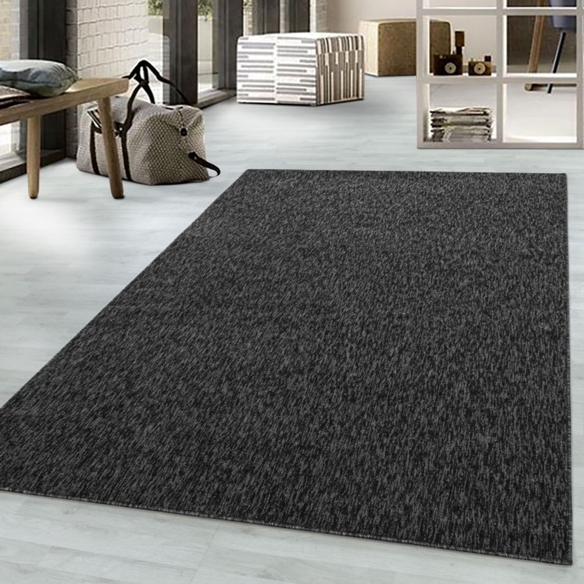 TapisTrend Designer tapijt Antraciet 80x250 cm Gabbeh laagpolig, duurzame uitstraling, geschikt voor thuiskantoor/slaapkamer