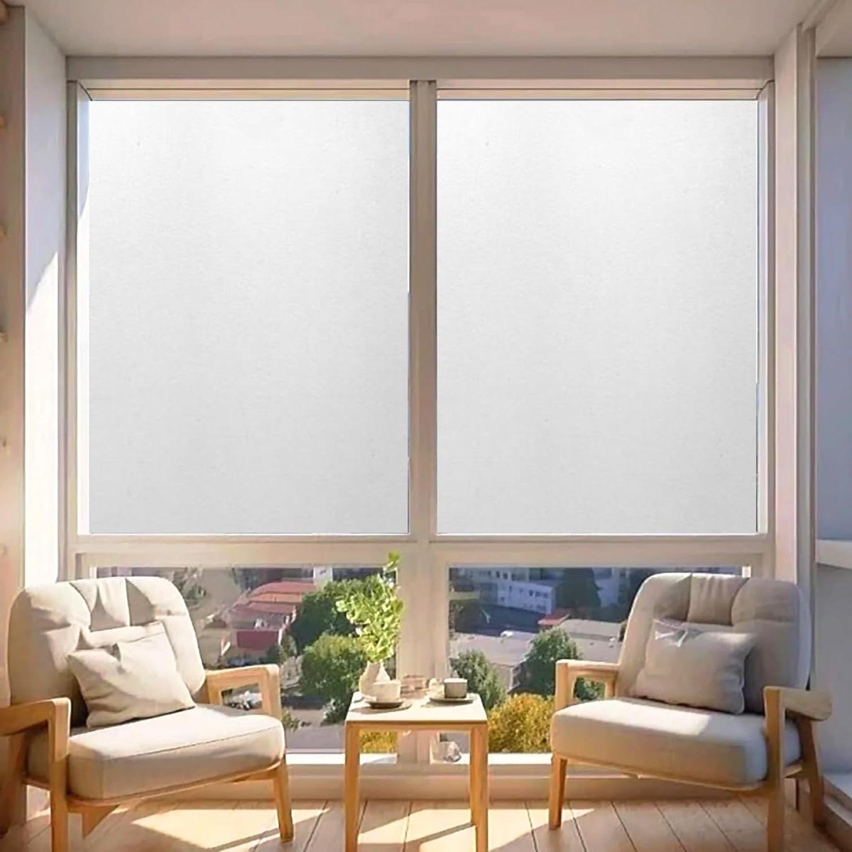 Zonwerende Folie - Raamfolie Privacy - Privacy Creëren - Zonder Lijm - 55 x 185 cm - Wit Mat