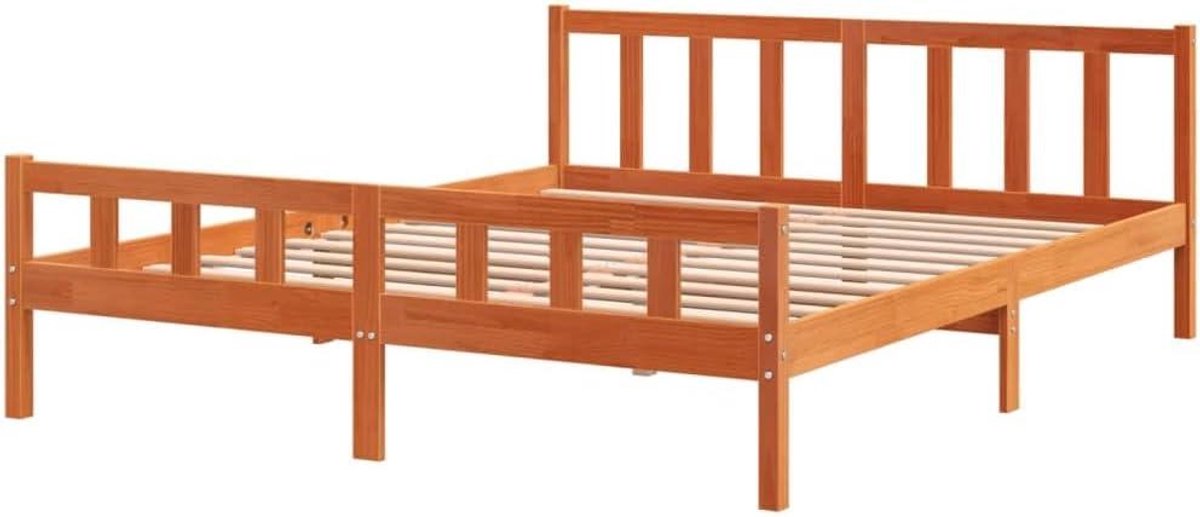 Bedframe Hout - Ledikant Houten Frame - Goede Nachtrust - Massief Grenenhout - 160x200 cm - Bruin
